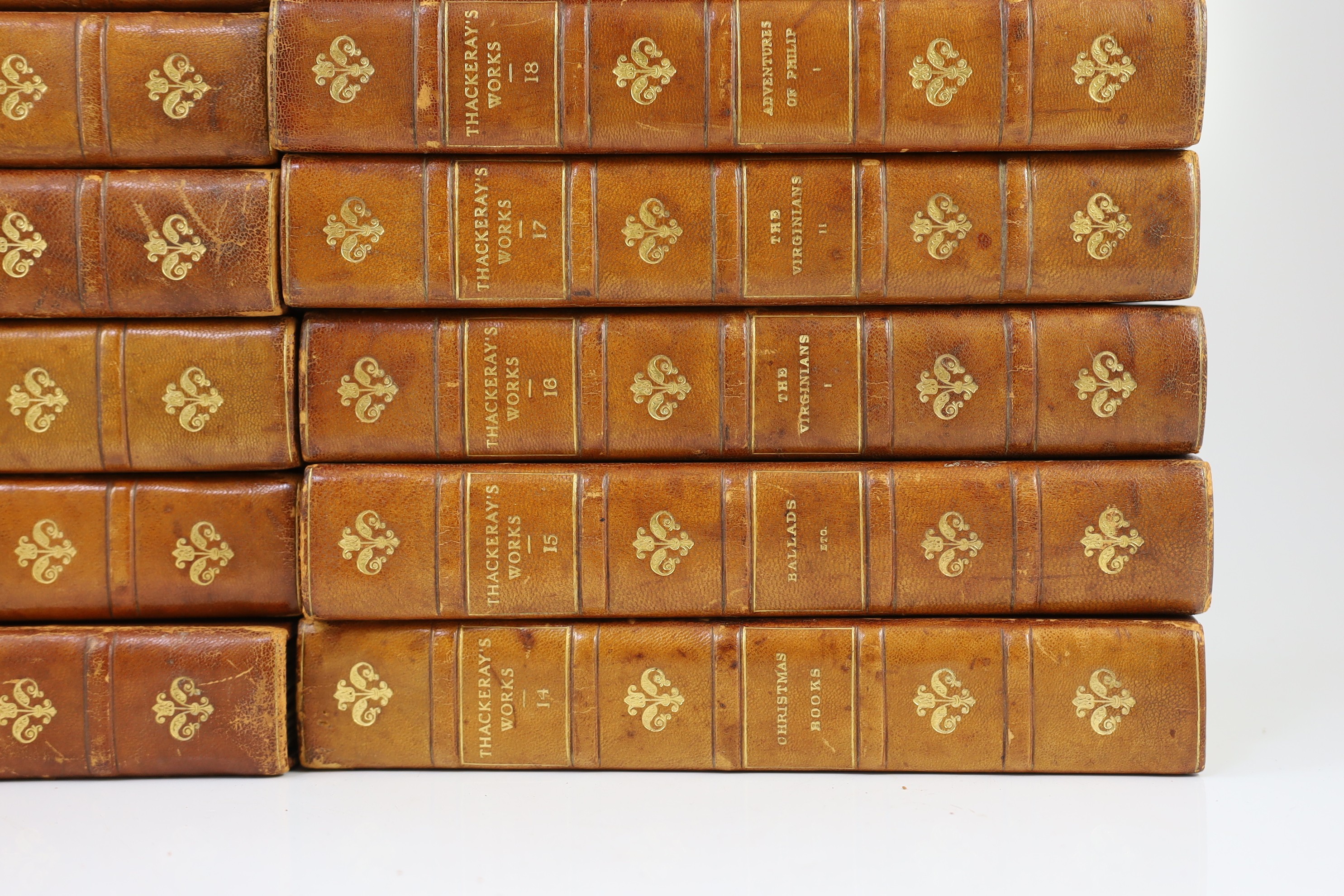 Thackeray, William Makepeace - The Centenary Biographical Edition, 26 vols. with biographical introductions by his daughter, Lady Ritchie. num. engraved plates and text illus.; earlier 20th century gilt ruled half morocc